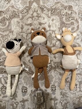 Crane baby Plush Woodland Friends Set - Brown, Cream & Tan